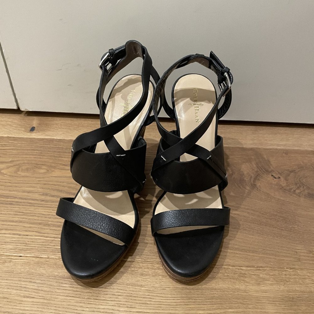 Cole Haan Air Pelham Leather Wedge Sandals